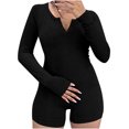 thumbnail image 1 of Mefallenssiah Combinaison Courte Décontractée à Manches Longues en U Slim pour Femme, 1 of 1