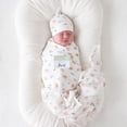 thumbnail image 3 of Lulujo Baby Hello World Newborn Bamboo Hat and Swaddle Blanket Set, 3 of 9