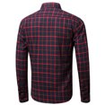 thumbnail image 3 of Pompotops Homme Automne Décontracté Coupe Ajustée Manches Longues Col Rabattu à Carreaux Poche Haut Blouse Chemise en Solde, 3 of 3