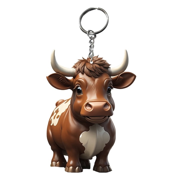 Cow Pendant Keychain Acrylic Animal Charm for Keys Bags Phones 1 Piece