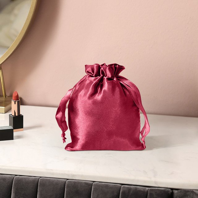 Satin Polyester Drawstring Pouch for Jewelry Cosmetics and Accessories Lightweight Soft Storage Bag with Smooth Feel