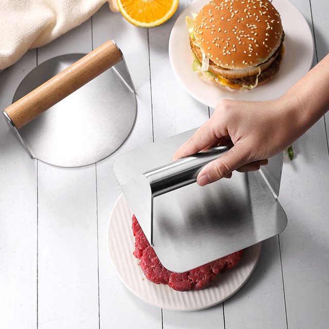 MesaSe Meat Press Professional Non-stick Heavy Duty /Square Handheld Stainless Steel Burger Press Kitchen Tool