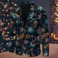 thumbnail image 2 of Veste de Costume de Noël Flocon de Neige Père Noël pour Hommes Coupe Ajustée Imprimée Poche Revers Bouton Complets Formels pour Hommes Veste de Costume Costume, 2 of 5