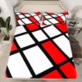thumbnail image 2 of Erosebridal Abstract Geometry Grid Sheet Set Twin,Red Aesthetic Art Bedding Sets Twin Size,Geometric Pattern Twin Sheet Sets,Microfiber Room Decoration,3-Piece, 2 of 7