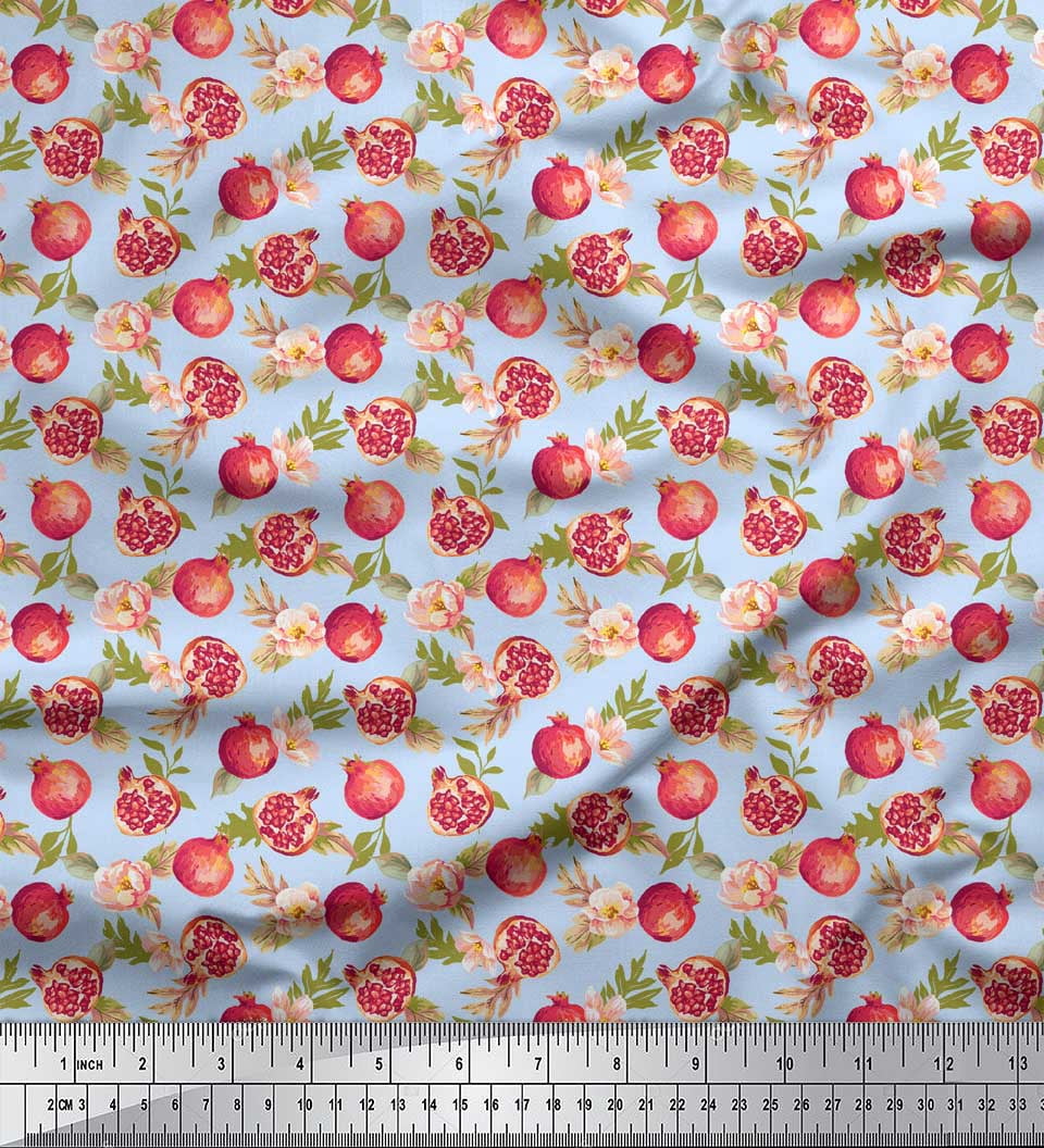 Soimoi Blue Cotton Cambric Fabric Circle Art Geometric Decor Fabric Printed Yard 42 Inch Wide