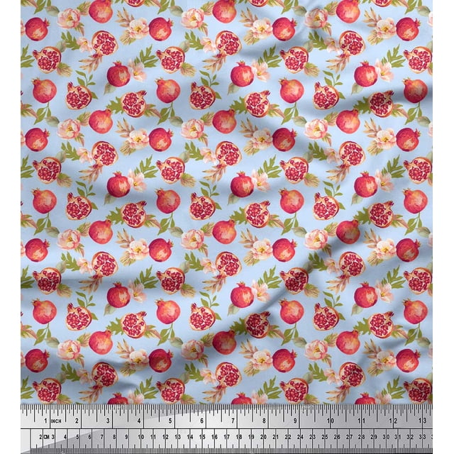 Soimoi Blue Modal Satin Fabric Circle Art Geometric Print Fabric by the Yard 42 Inch Wide
