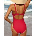 thumbnail image 4 of Charmo Womens One Piece Swimsuit Ruched Tummy Control V Neck Bathing Suits Swimwear, 4 of 6