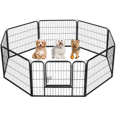 Yaheetech 24''H 8 Panels Dog Playpen Metal Pet Playpen Iron Dog Cat Exercise Barrier Outdoor Indoor Fence Pen, Black