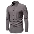 thumbnail image 1 of Chemises pour Hommes Manches Longues Mode Décontractée Col Rabattu Bouton Chemise Blouse Manches Longues, 1 of 9