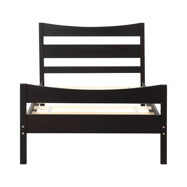 Giantex Twin Size Wood Bed Frame, Panel Bed Mattress Foundation w/Strong Support for Kids, No Box Spring Needed