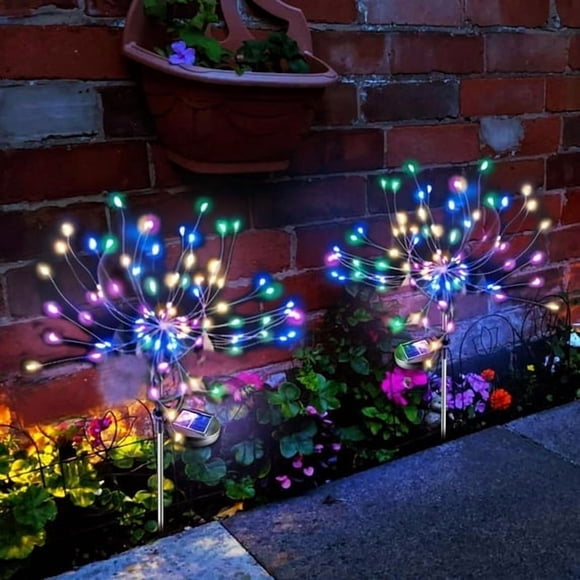 NITIDSKY Lot de 2 Lumières Solaires de Noël d'Extérieur à 360 DEL, Feux d'Artifice Solaires avec 8 Modes, Étanches pour Jardin, Pelouse, Allée, Cour, Décoration, Multicolore