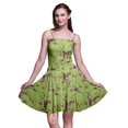 thumbnail image 1 of Bimba Robe Soleil Mini à Taille Smockée pour Femmes, Imprimée, Tenue de Fête d'Été pour les Vacances - Grand Vert Pâle, 1 of 5