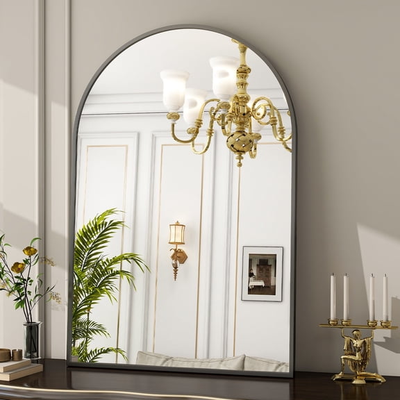 BEAUTYPEAK Miroir de Salle de Bain 26 Pouces x 38 Pouces Miroir Mural pour Meuble-Lavabo en Arche, Noir