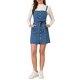 thumbnail image 1 of INSPIRE CHIC Robe en Denim pour Femme Printemps Été à Bretelles Ajustables Coupe Trapèze Bleu 3TG, 1 of 6