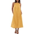 thumbnail image 1 of Kaemgyyd Robes à Col Licou pour Femmes Été Sans Manches Robe d'Été Décontractée Plage Vacances Fluide Bohème Mi-Longue avec Poches, 1 of 7
