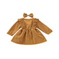 thumbnail image 4 of MesaSe Robe en Velours Côtelé à Volants Manches Longues Bandeau Robes Enfants Rouge Vin 6-12 Mois, 4 of 9