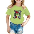 thumbnail image 1 of LUOGENLI T-Shirt pour Filles Enfant Filles Mignon Imprimé Graphique Col Rond Manche Courte Tee Été Décontracté T-Shirt Maxi Chemises pour Filles Vert Clair 3-4 Ans, 1 of 5