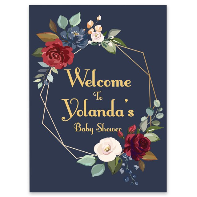 Darling Souvenir MADE WITH LOVE PersonalizedWelcomeSignFor Baby Shower,Painted RosesBaby Shower Collection Great For Your Celebrations- 18x 12