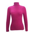 thumbnail image 4 of Dagegui Chandails à Col Roulé pour Femmes Tricot Côtelé Manches Longues Chandail Extensible Ajusté Automne Hauts Rose Vif,m, 4 of 5