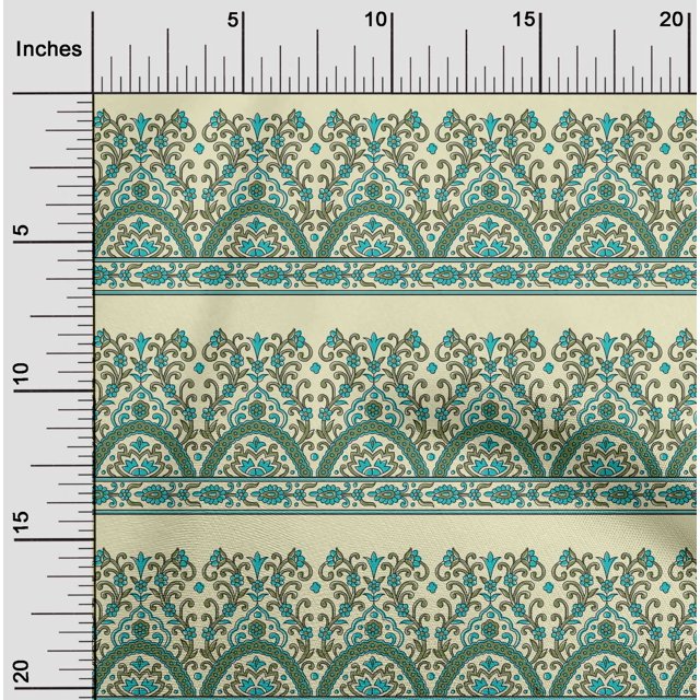 oneOone Cotton Poplin Fabric Leaves & Floral Block Decor Fabric Printed BTY 42 Inch Wide