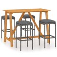 thumbnail image 2 of vidaXL 5 Piece Garden Bar Set with Cushions Grey, 2 of 12