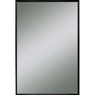 Mainstays Adler Wall Mount Framed Rectangular Mirror, Black Grain Finish, Home Decor Mirror, Has Frame; 18x22in