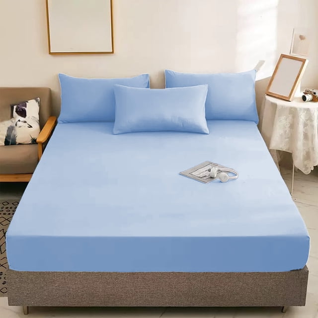 Qonioi Washed Cotton Bed Skirt, Polyester Single Bed Skirt with Anti-Slip, Multicolor Fitted Dust Ruffle for Bed Frame 200x150cm