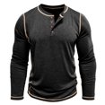 thumbnail image 2 of RXIRUCGD Chemise Décontractée pour Homme à Couleur Unie, Boutonnée, Col Rond, Manches Longues, Noir, Taille : L, 2 of 9