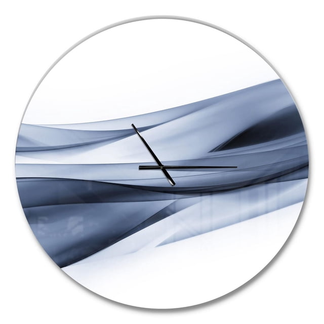 Designart « Motif Bleu Pâle Scintillant » Horloge Murale Moderne avec un Cadran Rond en Aluminium Massif Brillant Présentant des Motifs de Vagues Abstraites Bleu Pâle et Gris, Aiguilles Minimalistes Noires, Prête à Accrocher avec Quincaillerie de Montage Incluse et Pile AA, Convient à la Décoration de la Maison Ou du Bureau.