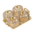 thumbnail image 1 of Plateau de Service pour Collations aux Fruits Bols de Service Contenant de Rangement pour Mariage Ambre 4 Bols, 1 of 9