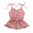 thumbnail image 1 of Kids Baby Girls Sleeveless Heart Pattern Jumpsuit Summer Buttons Romper, 1 of 5