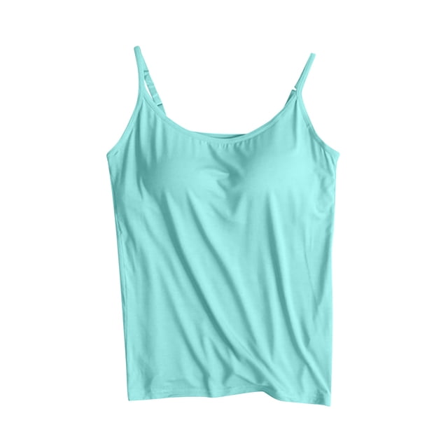 Timegard Camisoles pour Femmes avec Soutien-Gorge Intégré Débardeurs d'Été Sans Manches Bretelles Spaghetti Ajustables