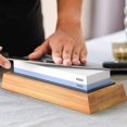 thumbnail image 3 of Premium Whetstone Knife Sharpening Stone 2 Side Grit 1000/6000 Best Whetstone Sharpener NonSlip Bamboo Base & Angle Guide, 3 of 5