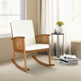 thumbnail image 3 of Gymax Patio Wooden Rocking Chair Lawn Garden Outdoor w/ Armrest Cushion, 3 of 8
