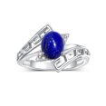 thumbnail image 1 of RYLOS Rings for Women Sterling Silver Greek Key Designer Ring 9X7MM Gemstone & Diamond Ring September Lapis Jewelry Size 6, 1 of 7