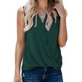 thumbnail image 2 of Pompotops Fashion Woman Causal V-Neck Solid Blouse Sleeveless T-Shirt Summer Tops, 2 of 5