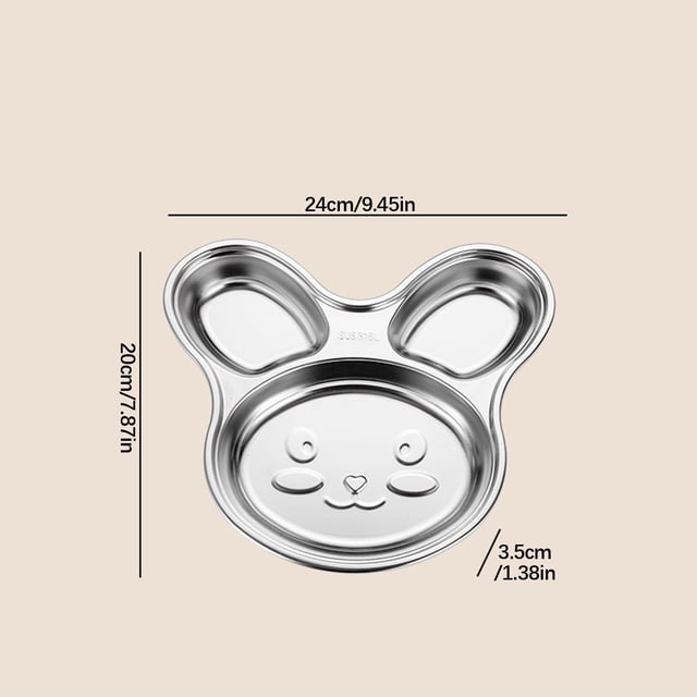 Fridja Summer Savings Stainless Steel Children's Divided Dining Tray Baby Tableware Eating Home Cute Divided Dining Tray