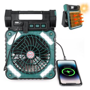 WIFKLSIIPG Solar Battery Operated Fan for Camping 20000mAh Portable Rechargeable Desk Fan with LED Light & Timing Function Folding USB Charger Port Camping Fan Power Bank for Home