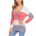 thumbnail image 3 of RKSTN Chandails pour Femmes Mode Décontractée Manches Longues Décontracté Contraste de Couleurs Patchwork Chandail Blouse Chandails d'Automne, 3 of 4