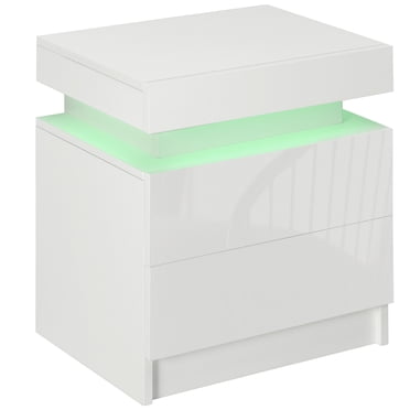 HOMCOM Nightstand, Side Table w/ LED Lights, for Bedroom