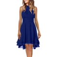thumbnail image 1 of XDZJLR Womens Dresses formal Solid Halter Neck Button Chiffon Splice A Line Skirt, 1 of 5