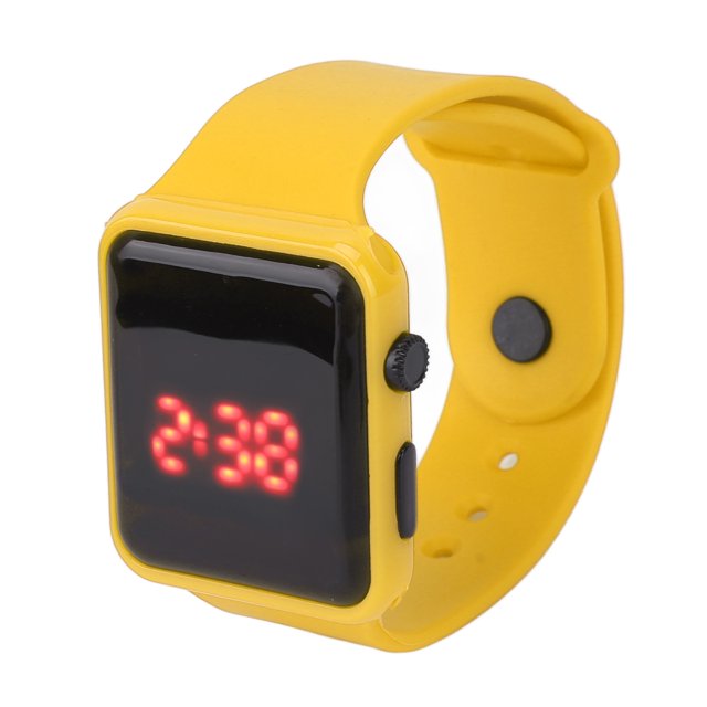 Sport Montre LED Écran Quadrate Forme Rétro-Éclairage Conception Numérique Enfants Regarder pour les Activités de Loisirs Jaune