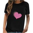 thumbnail image 1 of Pompotops T-Shirt Décontracté à Manches Courtes pour Femmes avec Impression d'Amour, 1 of 4