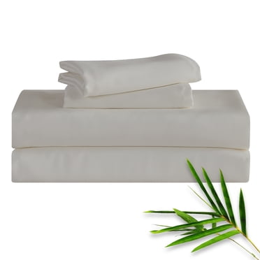 Hitime 4PC Bamboo Queen Sheet Set, Deep Pocket Fit 16", Breathable Super Soft Luxury Hotel Style Home Decor Queen Size Sheet Set, Gift for Women, Men - 2 Pillowcases, 1 Flat Sheet, 1 Fitted Sheet