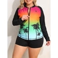 thumbnail image 4 of Charmo Womens Plus Size Long Sleeve Rash Guard Top Zipper Sufing Swim Shirt, 4 of 4