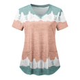 thumbnail image 1 of DPTALR Women's Short Sleeve V-Neck Tops Working Uniform Printing Pocket Blouse Tops, 1 of 4