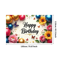 thumbnail image 3 of Happy Birthday Flaming Backdrop Decoration Banner Party Supplies Photography Props Celebration Decor Background Event Display, 3 of 4