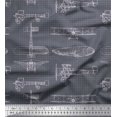 thumbnail image 1 of Soimoi Moss Georgette Fabric Check & Airplane Transport Printed Fabric 1 Yard 42 Inch Wide, 1 of 3