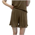 thumbnail image 2 of Timegard Womens Pjs Shorts Ruffle Elastic Waist Loose Soft Loungewear Solid Color Pajamas Shorts Summer, 2 of 4