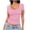 Pink, variant on Yuyuzo Square Neck Crop Tops for Women Short Sleeve Going out Tops Stretchy Slim Fitted Basic Tees